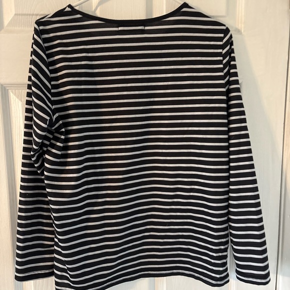 Misslook Black & White Striped Cat Graphic Long Sleeve Top – Size M - Picture 3 of 4